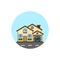 House with garage building cityscape icon.
