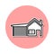 house with garage sticker icon. Simple thin line, outline vector of web icons for ui and ux, website or mobile application