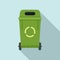 House garbage bin icon, flat style