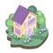 A house in the garden. Isometric vector illustration on a white isolated background