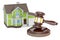 House with gavel, auction concept, 3D