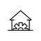 House gear architecture icon line style