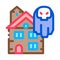 House with ghosts icon vector outline illustration