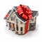 House gift. Mansion with ribbon and bow