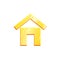 House gold icon on white background. Home simple metal isolated pictogram. Web sign. Geometric shape for games and apps