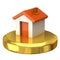 House on gold podium