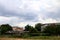 House ground and rain storm on sky background