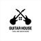 House of guitar logo design vector template