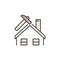 House and Hammer vector Roof Repair concept colored icon