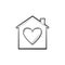 House with heart hand drawn outline doodle icon.
