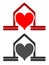 House with heart, icon, logo, colors, isolated.