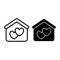 House with heart line and glyph icon. Marriage house vector illustration isolated on white. Love house outline style