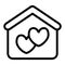 House with heart line icon. Marriage house vector illustration isolated on white. Love house outline style design