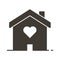 House with a heart shape inside. Love home icon. Vector flat glyph illustration concept for wedding services, love, romance and