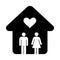 House with heart simple icon