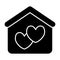 House with heart solid icon. Marriage house vector illustration isolated on white. Love house glyph style design