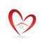 House and heart swoosh logo