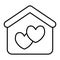 House with heart thin line icon. Marriage house vector illustration isolated on white. Love house outline style design