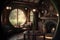 House of the hobbit hole. Fantasy Village Shire, houses with round doors and windows. The fabulous landscape of the Lord of the