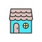 House, home, building, cottage flat color line icon.