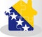 House home icon with Bosnia Herzegovinan flag in puzzle