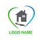 House, home, real estate, heart love logo, architecture symbol rise building icon for your company