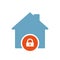House icon, buildings icon with padlock sign. House icon and security, protection, privacy symbol