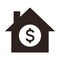 House icon with dollar sign. Real estate investment symbol. Housing price sign