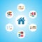 House Icon and Living Space Vector Illustration