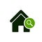 House icon with research sign. House icon and explore, find, inspect symbol