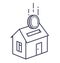 House icon with a slot like a piggy bank with a coin falling into it.