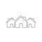 House icon. Three building outline symbol. Home line sign. Company pictogram.