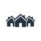 House icon. Three building symbol. Home sign. Company pictogram.