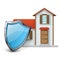 House illustration protected with a blue shield