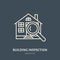 House inspection vector flat line icon. Real estate logo. Illustration of building under glass. Engineering survey