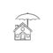 House insurance hand drawn outline doodle icon.