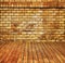 House interior brick and wood grunge texture