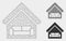 House Interrior Vector Mesh Carcass Model and Triangle Mosaic Icon