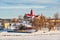 House on island in winter Helsinki, Finland