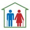 House isolation elderly people icon. Symbol senior man and woman pair are self-insulated. Separate private home. Coronavirus