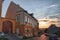 House in Jewish district of city Boskovice at sunset