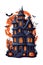 house kawaii halloween graphics white background