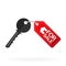 House key with breloque isolated on a white background. Rental estate. Sale property template. Vector illustration flat