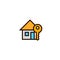 House key icon. home owner symbol. simple clean thin outline style design.