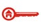 House at key, vector icon, red silhouette