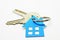 House keys with blue house keychain