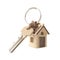 House keys with house shaped keychain, Real estate purchase concept, isolated on transparent png background Generative ai