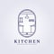 house kitchen interior modern logo vector illustration design line art badge