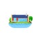 House at lake, cottage or summer village at water