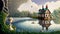 house by the lake fairy tale drawing